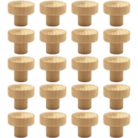 Weichuan 20Pcs Round Unfinished Wood Cabinet Furniture Drawer Knobs Pulls Handles (Diameter: 3.6Cm Height: 3Cm)