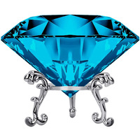Adwikoso Large Crystal Diamond Paperweight With Stand Jewels Wedding Decorations Centerpieces Home Decor 3.15 Inch (Light Blue)
