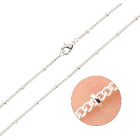 Wholesale 12Pcs Silver Plated Brass Curb Chain Satellite Beaded Chains Bulk For Jewelry Making (30 Inch(15Mm))