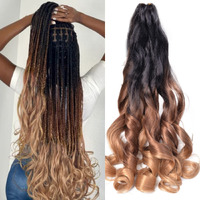 French Curly Braiding Hair Extensions #C14 Loose Wavy Braiding Hair Extensions 8Pack 24Inch 75G/Pack Synthetic French Curl Crochet Hair Extensions(C14 8Pack)