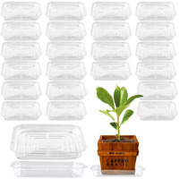 Ultraoutlet 20-Pack Square Plant Saucer 8 Inch Plastic Plant Trays Pot Saucers For Plants Clear Pot Drainage Tray Plant Plate To Catch Water  Bulk