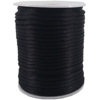 Inspirelle 3Mm Black Satin Cord Rattail Silk Cord Chinese Knot Thread For Jewelry Making  50 Yards Spool