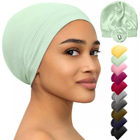 Silk Satin Bonnet Hair Cover Sleep Cap For Sleeping Beanie Hat Adjustable Stay On Headwear Lined Natural Nurse Cap For Women