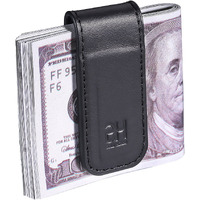 Gh Gold Horse Slim Magnetic Money Clip Genuine Leather Business Card Holder For Men  Black
