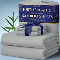 Decolure 100% Organic Viscose Derived From Bamboo Sheets Full Size 4Pcs - Ultra Soft & Luxuriously Cooling  17 "" Deep Pocket  Double Stitching  Perfect For Hot Sleepers - Full Bed Sheets (Light Grey)