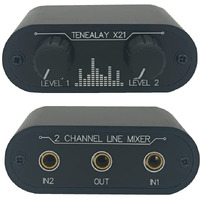 Tenealay 2 Way Audio Mixer 3.5Mm Un-Powered Mixer  2 To 1 Stereo Aux 3.5Mm Line Levels Control Box Mini Passive Mixer X21