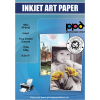 Ppd Inkjet Canvas 100% Real Printable Cotton Ltr 8.5 X 11"" 125Lbs. 340Gsm 17Mil X 10 Sheets (Ppd083-10)