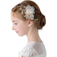 Flower Girl Hair Accessory Pearls White Floral Cute Elegant Hair Pin For Bridesmaid Wedding Dress Shows Children ' Day Party