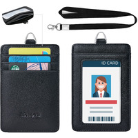 Genuine Leather Id Badge Holder With Lanyard Soft Leather Id Card Holder Up To 20 Colors And Leather Grains To Choose Frommultiple Card Slots Vertical Work Name Badge Case