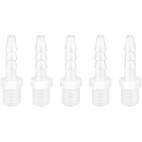 Quickun Plastic Hose Barb Fitting  3/16"" Barb To 1/8"" Male Thread White Adapter Union Fitting (Pack Of 5)