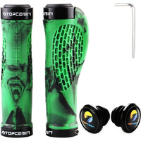 Topcabin Bike Grips Ergonomic Design Bicycle Grips Widen Holding Rubber Bike Handlebar Grips With Aluminum Lockgrips For Bike Mountain Road Mtb (Rubber Green (1 Pair))