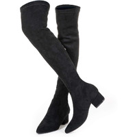 Mtzyoa Thigh High Block Heel Boot Women Pointed Toe Stretch Over The Knee Boots Low Heel Otk Boots For Women (8 B(M) Us  Black 2 In)