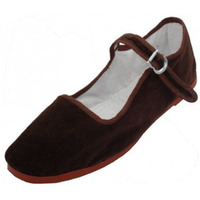 Shoes 18 Womens Cotton China Doll Mary Jane Shoes Ballerina Ballet Flats Shoes (6.5  118 Brown Micro)
