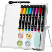 Small Magnetic Dry-Erase White Board - 10 X 10 Inches Mini Easel Whiteboard 360 Degrees Revolving Double Sided Stand For Office  Home  School