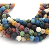 Lava Beads | Rainbow | Multicolor Round Diffuser Beads | 12Mm