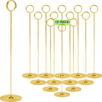 Place Card Holder  12 In Tall  12 Pack  Gold  Table Cardholder Tabletop Menu Holder Harp-Clip Number Holder Recipe Holder Reserved Card Holder  For Restaurants  Weddings  Banquets