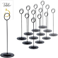 Hohiya 12 Pcs Table Number Holders 12 Inch Place Card Holder Stands Chrome Black Tall For Photos Food Signs Memo Notes Weddings Restaurants Birthdays Party