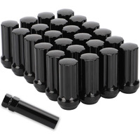 14Mmx1.5 Wheel Lug Nuts  24 Pcs Black M14X1.5 Lug Nut Closed End Long Extended Xl Spline With 1 Socket Key For Chevy Gmc 6 Lug Aftermarket Wheels