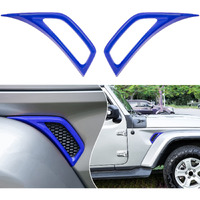 Bonbo 2Pcs Exterior Accessories Wheel Eyebrow Side Air Conditioning Vent Outlet Cover Trim For Jeep Wrangler Jl Jlu Sports Sahara Freedom Rubicon Unlimited Gladiator Jt 2018-2022 (Blue)