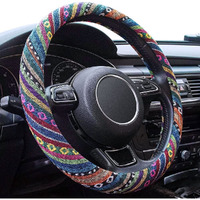 Limsas Boho Car Steering Wheel Cover  Elastic Microfiber Steering Wheel Covers For Women  Universal Fit 15 Inch Car Suv  Hippie Style Protector Cover  Anti-Slip  Breathable  Absorbing Sweat