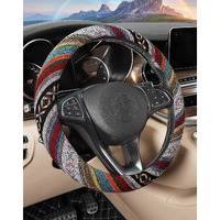 Seg Direct Boho Steering Wheel Cover With Baja Blanket Cloth  Ethnic Style Auto Wheel Cover Made Of Coarse Flax  Fits 14 1/2-15 1/4 Inches Car Wheel