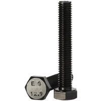 M10 X 70Mm Hex Head Screw Bolt  Fully Threaded  Alloy Steel Grade 12.9  Black Oxide Finish  Quantity 8