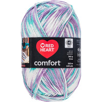Red Heart Comfort Yarn-White  Violet & Mint  Violet Mint Print