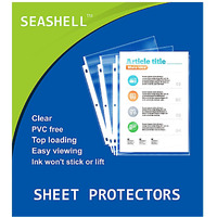 Seashell 200 Pack Heavy Duty Sheet Protectors 8.5 X 11 Clear Paper Protectors For 3 Ring Binder  Letter Size Plastic Sleeves For Binders  Durable  Archival Safe Top Loading For 8.5 X 11 Inch Sheets