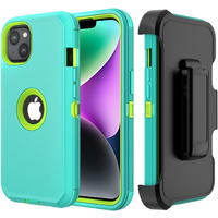 Tashhar Phone Case For Iphone 14 Plus Case Heavy Duty Hard Shockproof Armor Protector Case Cover With Belt Clip Holster For Apple Iphone 14 Plus 6.7 5G 2022 Phone Case (Green+Yellow)