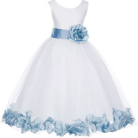 Ekidsbridal White Floral Rose Petals Flower Girl Dress Birthday Girl Dress Junior Flower Girl Dresses 302S 6