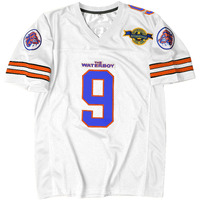90S Football Jersey For Party Bobby Boucher #9 The Waterboy Sandler 50Th Anniversary Movie Football Jersey (White  Large)