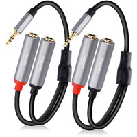 Togconn 3.5Mm Trs To Dual 6.35Mm Stereo Y Splitter. [24K Gold Plated] 1/8 Inch Male To 2X 1/4 Inch Mono Female Audio Cable (2 Pack)