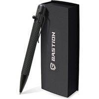 Bastion Carbon Fiber Bolt Action Pen With Gift Case - Black Stainless Steel Core Executive Luxury Retractable Metal - Ink Refillable Edc Office Business Pocket Ballpoint For Men & Women