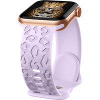 Creategreat Engraved Bands Compatible With Apple Watch Band 41Mm 40Mm 38Mm  Leopard Carve Pattern Soft Silicone Strap Compatible With Iwatch Series 8 7 6 5 4 3 2 1 Se  Women Men Leopard-Lavender