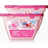 3-In-1 Laundry Pods  Total 64 Count  High Efficiency (He)  Ultra Concentrate With Powerful Stain Lifter Technology  Fabric Softener With Cheery Blossom Scent  Detergent Pods  32 Count/Each (Pack Of 2)