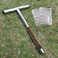 Hihydro Soil Sampler Probe 12 Inch Stainless Steel With 2 Pcs Reusable Sample Bags  T-Style Handle Soil Test Kits Soil Probes For Soil Sampling Plant Care Garden Lawn Farm