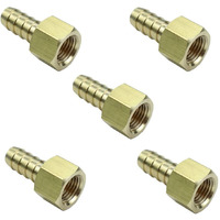 Hongbow Hardware 5Pcs Brass Hose Barb Fitting Straight Female Connector 3/8