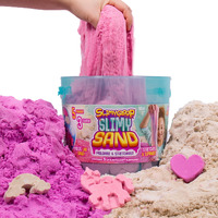 Slimysand Bucket  5 Pounds Of Slimysand In Purple  Pink And White Glitter  3 Molds  Bucket Is Reusable For Storage. Super Stretchy & Moldable!