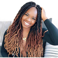 14 Inch Goddess Faux Locs Crochet Hair 6 Packs/Lot Soft Gypsy Locs Wavy Crochet Braids Dreadlocks 3 Tone Curly Wavy Twist Braiding Hair Extensions African Roots Braid(#1B/30/27)