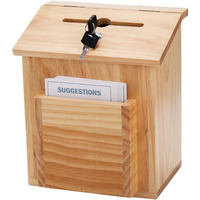 Zenfun Wooden Suggestion Box With 50 Free Suggestion Cards  Natural Pinewood Ballot Comment Box Donation Box With Locking Hinged Lid For Countertop Or Wall Mounted  8.7'' X 5.8"" X 9.8""