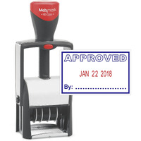 Heavy Duty Date Stamp With""Approved"" Self Inking Stamp - 2 Color Blue/Red Ink