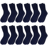 Falari 12-Pack Boy Toddler Kids Cotton Crew Socks 2-4 Navy