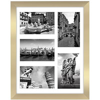 Americanflat 11X14 Collage Picture Frame In Gold With Five 4X6 Picture Displays - Shatter Resistant Glass Horizontal And Vertical Formats For Wall