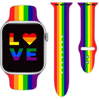 Rainbow Pride Lgbtq Flag Watch Band Compatible With Apple Watch 38Mm 40Mm 41Mm 42Mm 44Mm 45Mm For Women Men Gifts Sport Silicone Wristbands Strap For Iwatch Series 7 6 5 4 3 2 1(42Mm/44Mm)