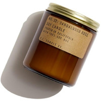 P.F. Candle Co. Sandalwood Rose Classic Standard Scented Soy Wax Candle (7.2 Oz) 40-50 Hour Burn Time  Amber Glass Jar  Made In The U.S.A.