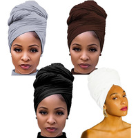 Harewom 4Pcs Turban Head Wraps For Black Women African Hair Wraps Stretchy Headwraps Head Scarf For Women With Dreads