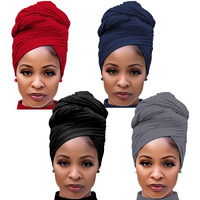 Harewom 4Pcs Turban Head Wraps For Black Women African Hair Wraps Stretchy Headwraps Head Scarf For Women Hair Scarf