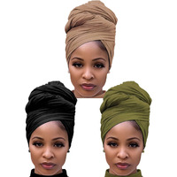 Harewom 3Pcs Head Wraps For Black Women Turban Headwraps Stretchy African Hair Wraps Soft Jersey Head Scarf Tie Headbands Pack