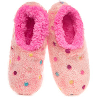 Snoozies Slippers For Women | Lotsa Dots Colorful Cozy Sherpa Slipper Socks | Womens House Slippers | Cozy Slippers For Women | Fuzzy Slippers | Peach | Large