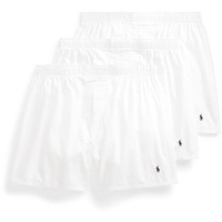 Polo Ralph Lauren Men's Classic Fit Woven Cotton Boxers  White/Cruise Navy  Medium